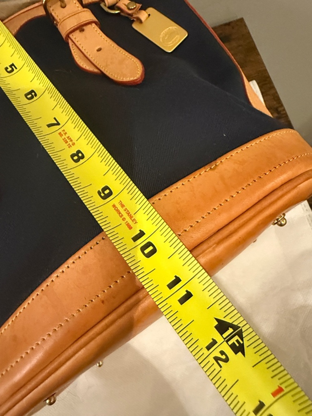 Dooney & Bourke Navy Tote with Tan Leather Trim - Picture 12 of 14